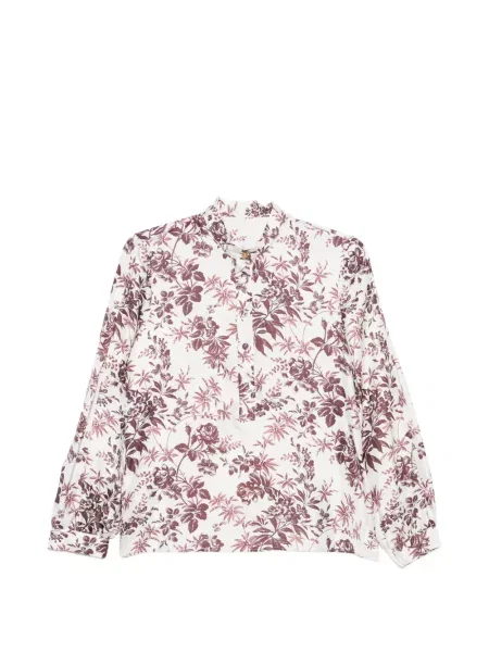 Bluză Trame Auree de mătase cu model floral cu imagine alb