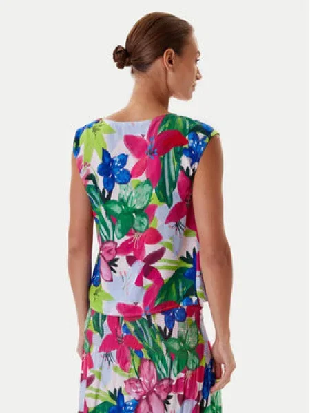 TATUUM Blúzka Afeli modrá / svetlozelená / fuksia biela
