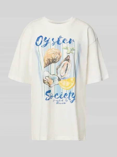 T-shirt z nadrukiem motywu Review biała