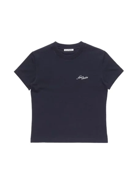 Koszulka Acne Studios z dżerseju z logo niebieska