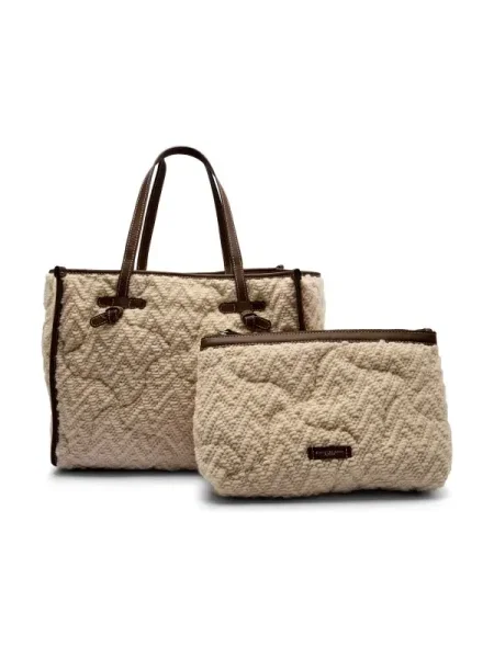 GIANNI CHIARINI Geantă shopper cu două fețe + borsetă MARCELLA cu adaos de piele