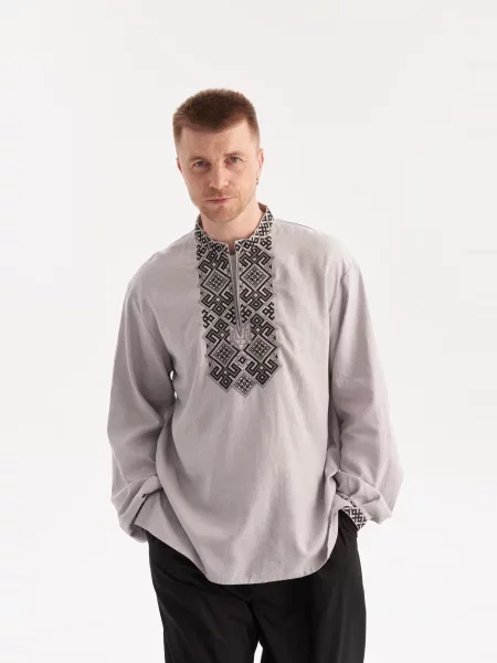 Рубашка Merezhka с вышивкой серая
