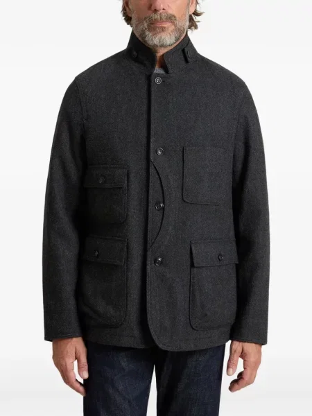 Sacou Woolrich cu model herringbone gri