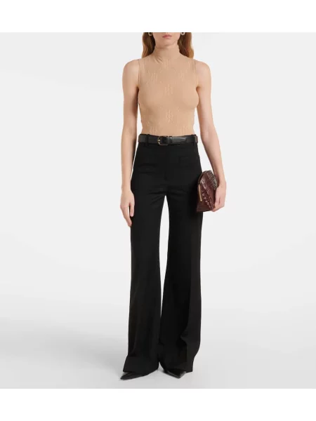 Body Victoria Beckham transparente din dantelă bej
