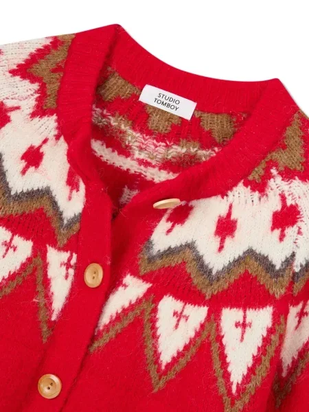 Cardigan Studio Tomboy cu decolteu rotund roșu