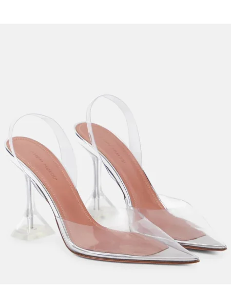 Pantofi cu toc Amina Muaddi slingback alb