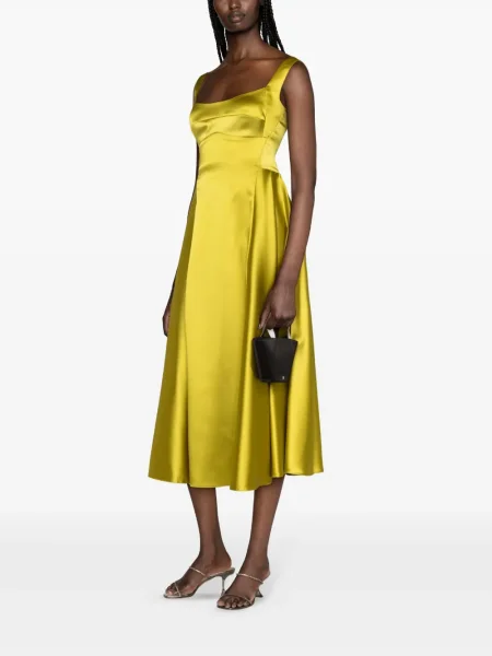 Rochie maxi Atu Body Couture din satin de costum verde
