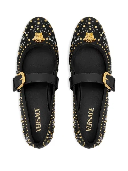 Balerini Versace fără toc negru