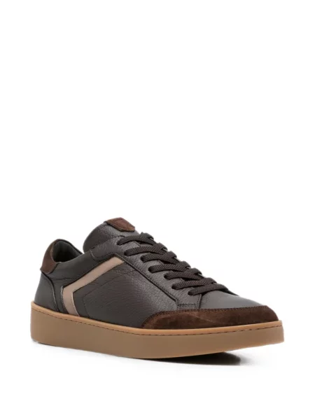 Sneakerși Canali cu șireturi din piele maro