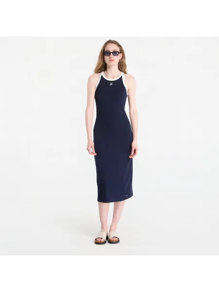 Šaty Tommy Hilfiger Contrast Bind Rib Tank Dress Navy M