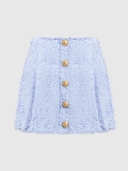 Твидовая юбка мини Balmain голубая