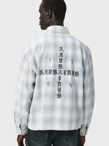 Клетчатая рубашка Allsaints голубая