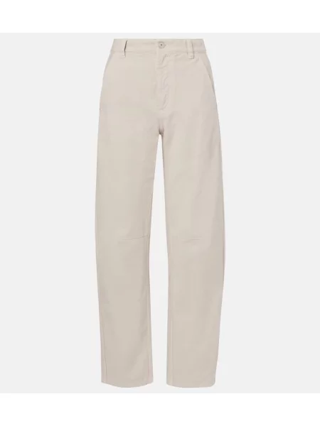 Blugi drepți Brunello Cucinelli cu talie înaltă bej