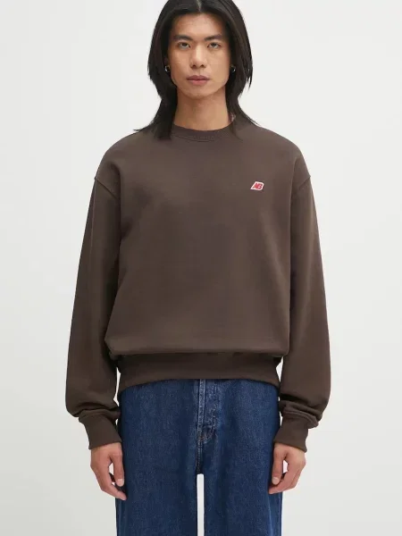 Dukserica New Balance MADE IN USA bez uzorka smeđa