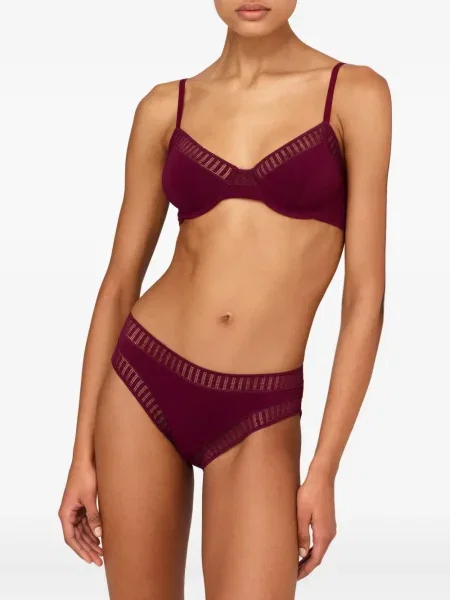 Sutien Eres cu dungi din dantelă violet