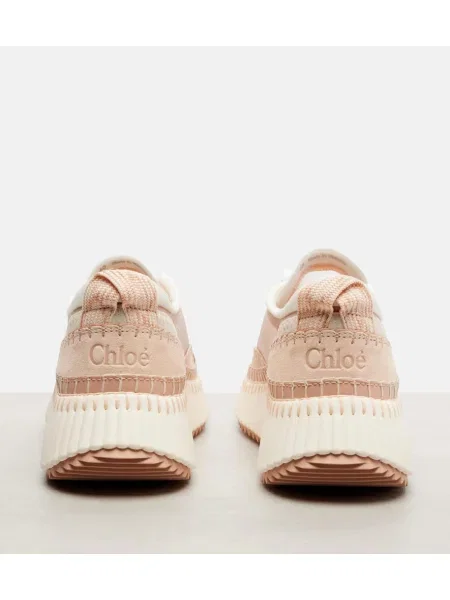 Sneakerși Chloé Nama din piele cu platformă roz