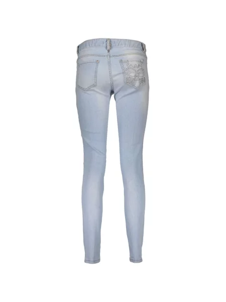 Skinny haftowane jeansy skinny Just Cavalli niebieskie