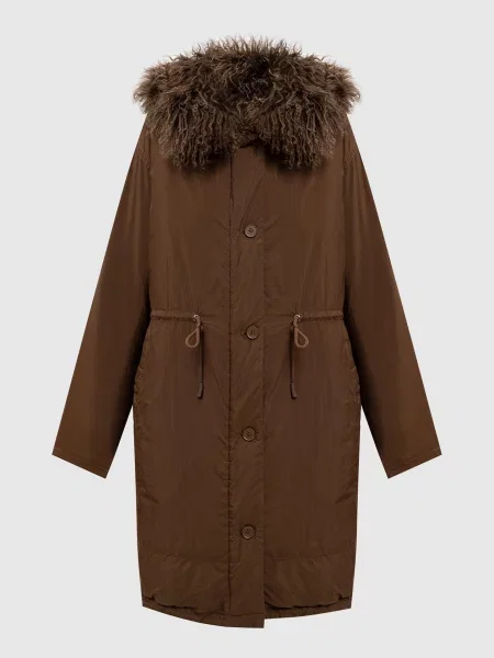 Пухова парка з овчиною Yves Salomon Army коричнева