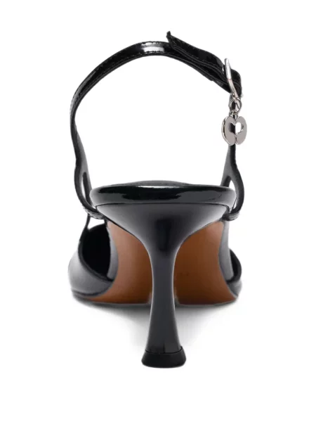 Pantofi cu toc Maje din piele de lac slingback negru