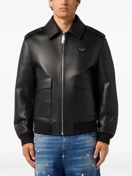 Geanta de piele Philipp Plein negru