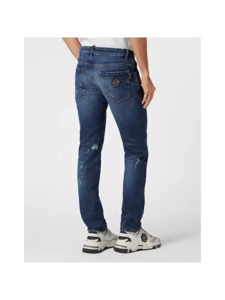 Jeansy straight leg Philipp Plein niebieskie
