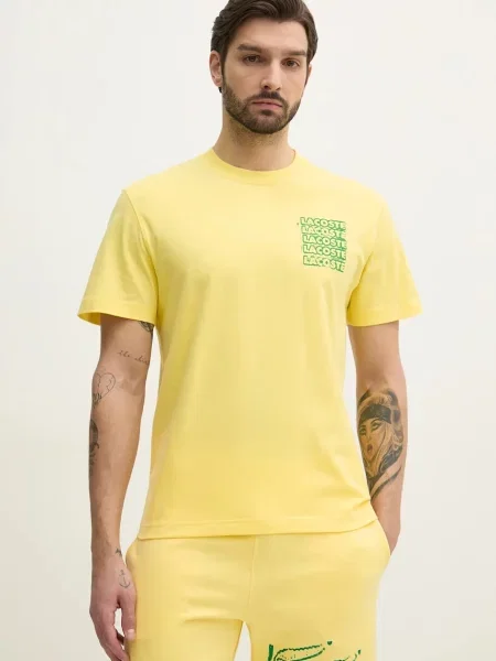 Тениска Lacoste с принт жълто