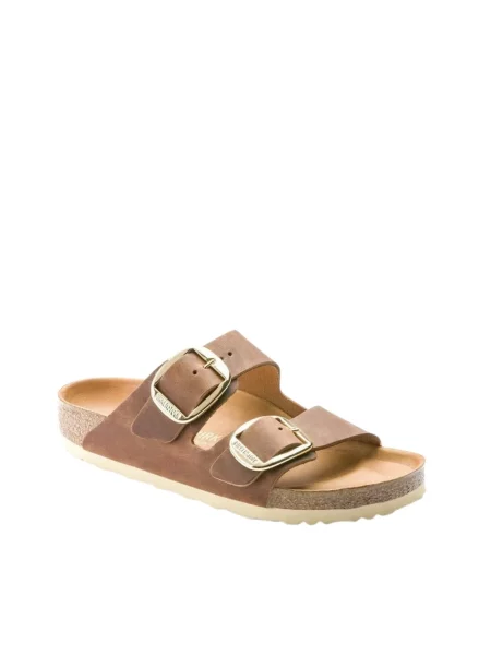 Klapki Birkenstock skórzane brązowe
