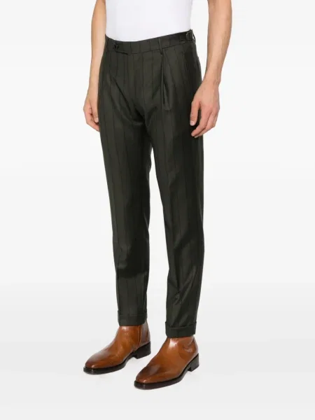 Pantaloni Berwich cu dungi plisate verde