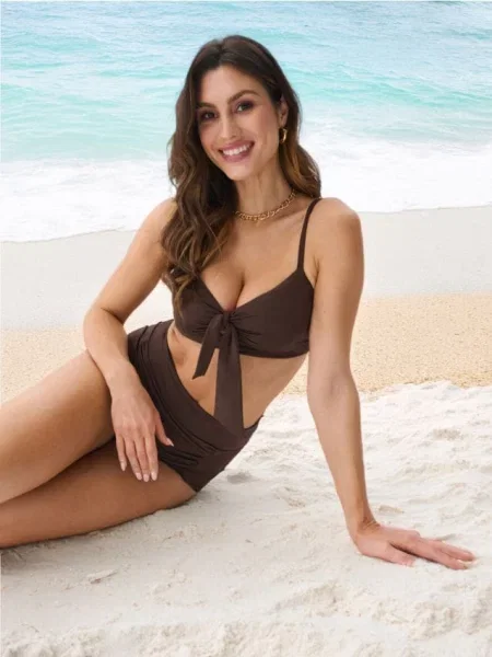 Купальний топ темно коричневий