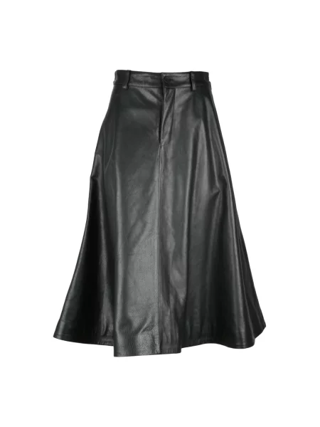 Długa spódnica skórzana Balenciaga z kieszeniami na zamek czarna
