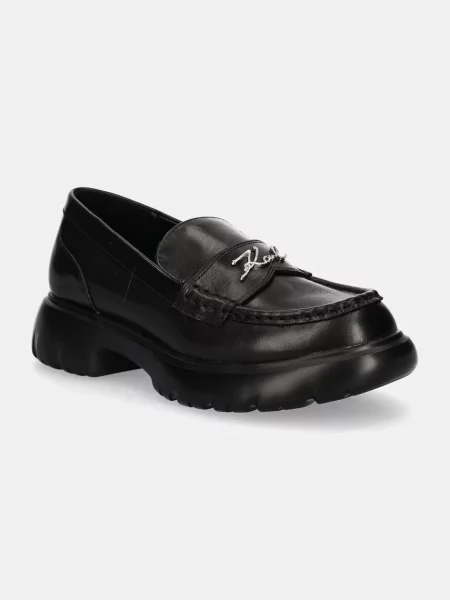 Loafersy Karl Lagerfeld skórzane czarne