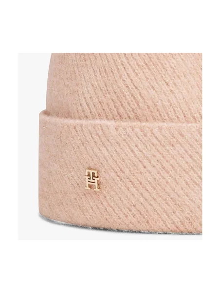 Gyapjú pomponos sapka Tommy Hilfiger rózsaszín