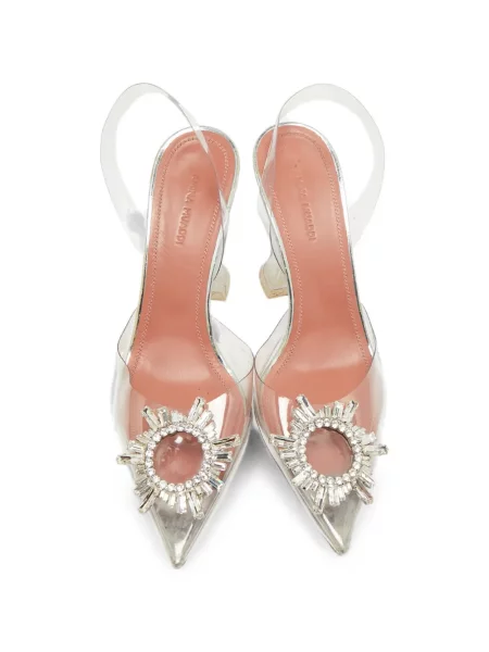 Sandale Amina Muaddi slingback alb