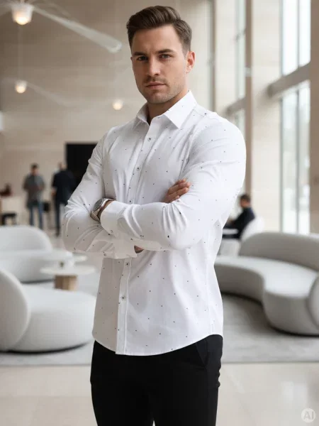 Koszula slim fit we wzory Dstreet biała