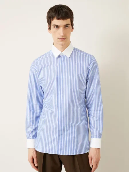 Tom Ford Koszula Slim Fit blau biała