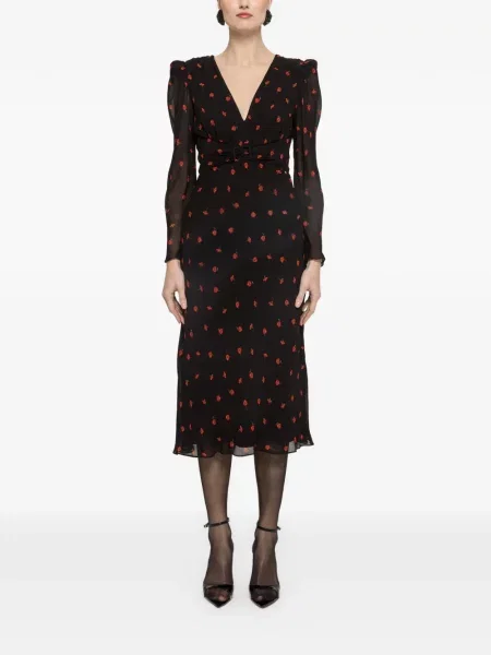 Rochie midi Nissa cu imagine până la genunchi de costum negru