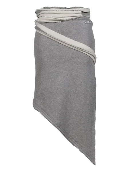 Fustă midi The Attico asimetrică până la genunchi gri