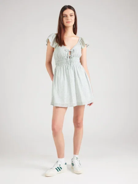 HOLLISTER Rochie verde pastel alb