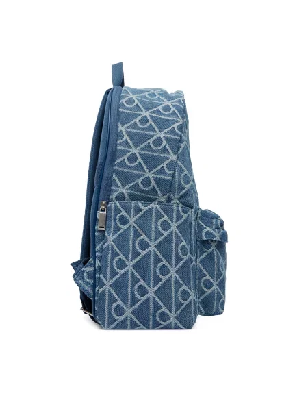 Kuprinės Calvin Klein Emblem Aop Denim Round Backpack Mėlyna pilka