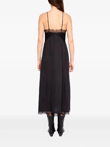Костюм миди рокля Zadig&voltaire с дантела до коляното черно