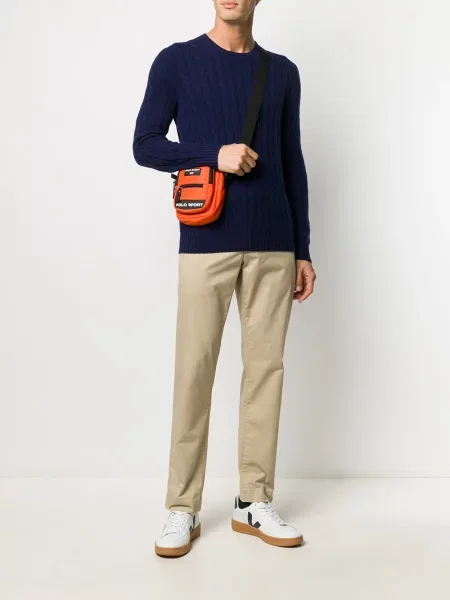 Риза Polo Ralph Lauren мъжка с кройка по тялото с яка с копче синьо