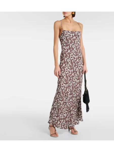 Kostiumas midi suknelė Faithfull The Brand su paisley raštu iki kelių ruda