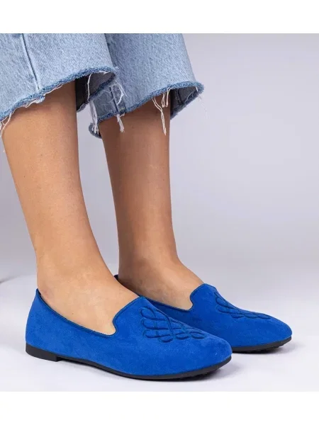 Balerinke D/ceo z vezenjem iz semiša modra