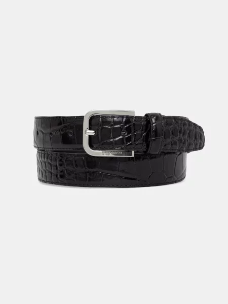 Karl Lagerfeld Jeans curea pentru femei din piele negru