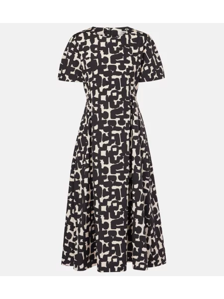 Sukienka midi S Max Mara z nadrukiem do kolan popelinowa biała