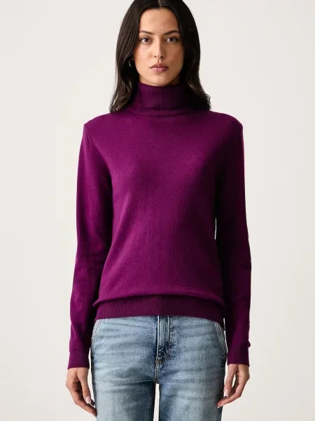United Colors of Benetton pulover cu guler înalt pentru femei din lână violet