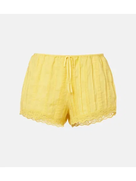 Pantaloni scurți Dôen din dantelă galben