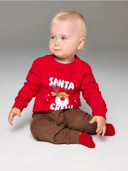 Sinsay Mikina s kulatým výstřihem s vánočním motivem červená