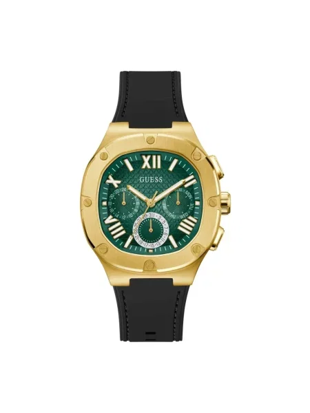 Lniany zegarek Guess czarny