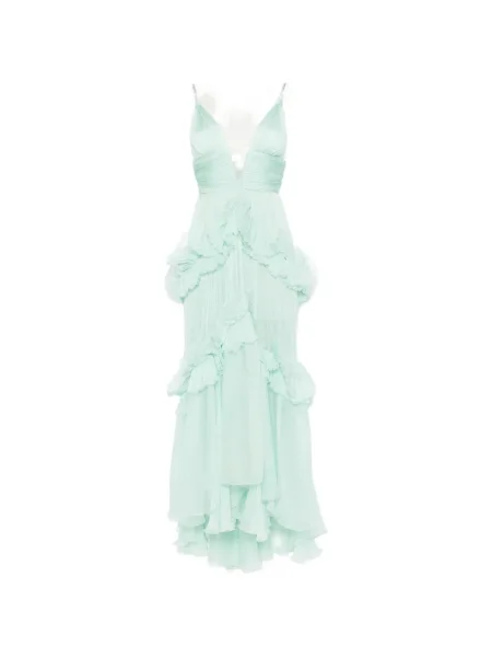 Maksi sukienka maxi Maria Lucia Hohan z falbankami garniturowa zielona
